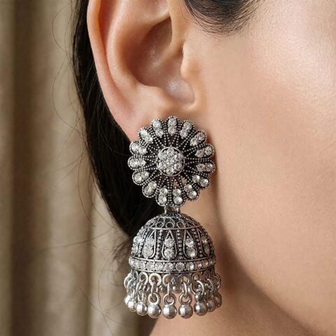 Antique Silver Jhumka Earrings