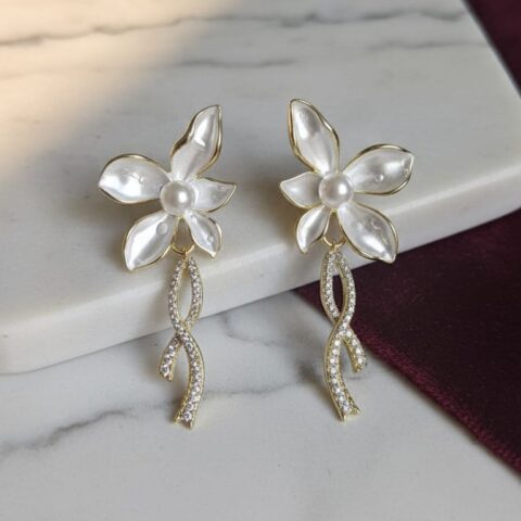 Pearl Blossom Drop Earrings