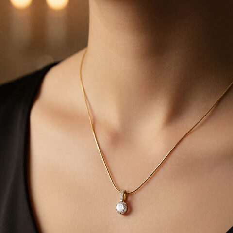 Elegant Gold Solitaire Pendant Necklace