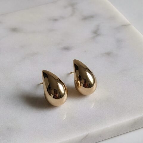 Gold Teardrop Stud Earrings