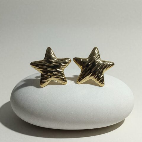 Starlit Textured Gold Stud Earrings