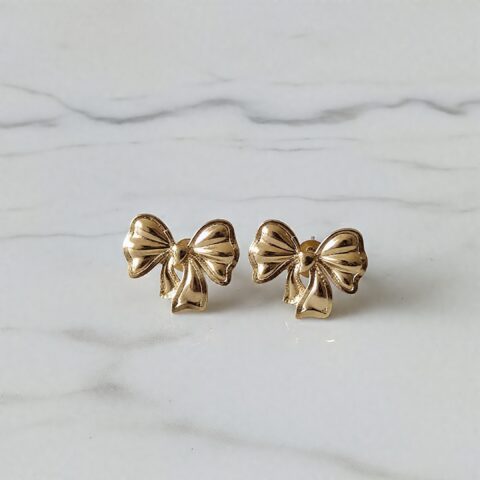 Velour Bow Charm Studs