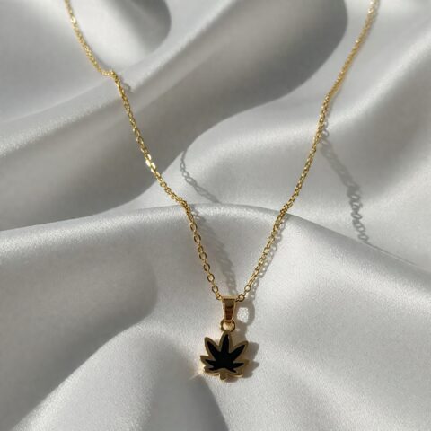 Midnight Leaf Charm Pendant