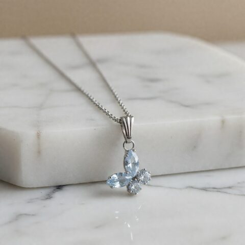 Azure Bloom Silver Pendant Necklace