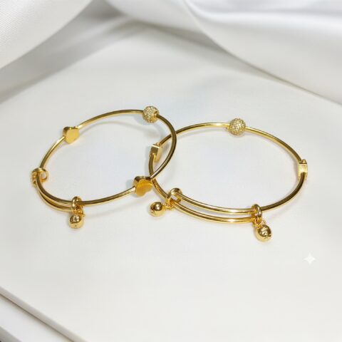 Golden Glow Adjustable Bangle Bracelets (Set of 2)