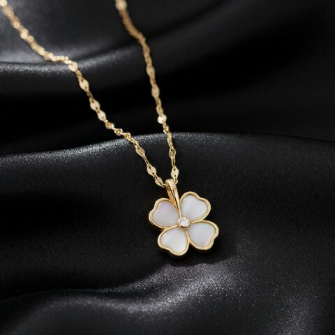Golden Clover Charm Pendant Necklace