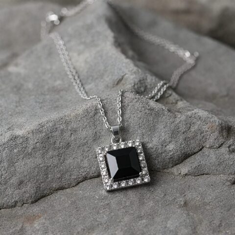 Black Stone Square Pendant