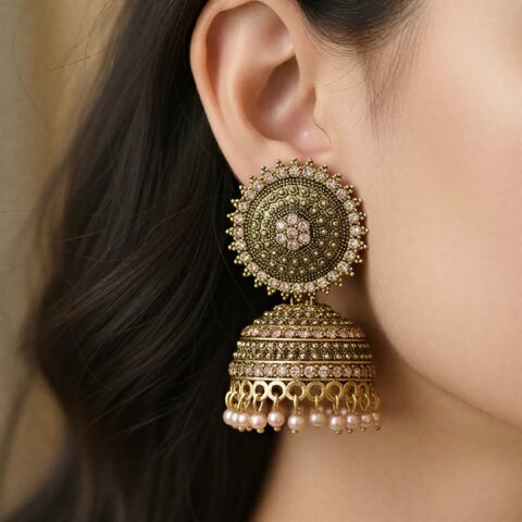 Zaraana Pearl Kundan Gold Jhumka