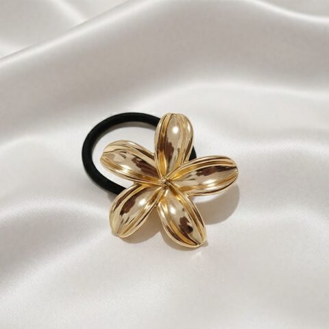Golden Bloom Floral Hair Tie