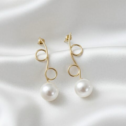 Elegant Spiral Pearl Drop Earrings