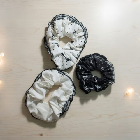 Elegant Polka Bow Scrunchie Set (Pack of 3)