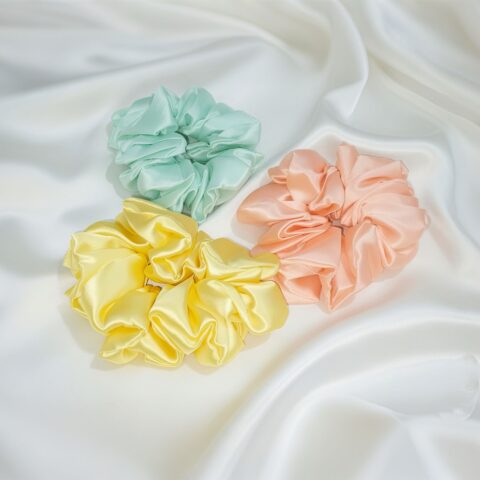 Pastel Glow Satin Scrunchies (Set of 3)